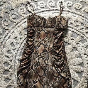 Snake skin print spaghetti strap tight dress